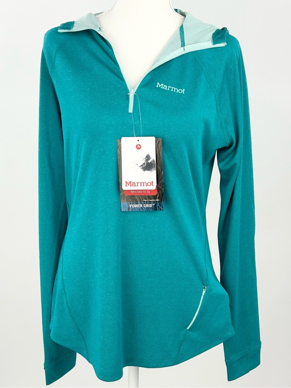Marmot Women’s Indio 1/2 Zip Hoodie M NWT Polartec Power Grid Malachite
